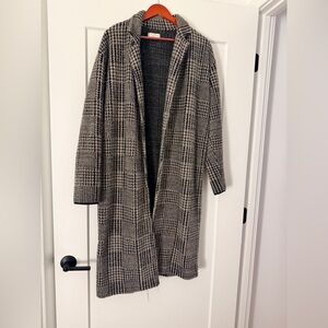 Z Supply Black and Gray Plaid Trench Coat